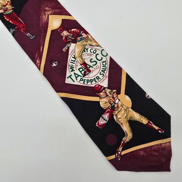 VTG Tabasco Baseball Men's Silk Tie 4x56 - Picture 1 of 6